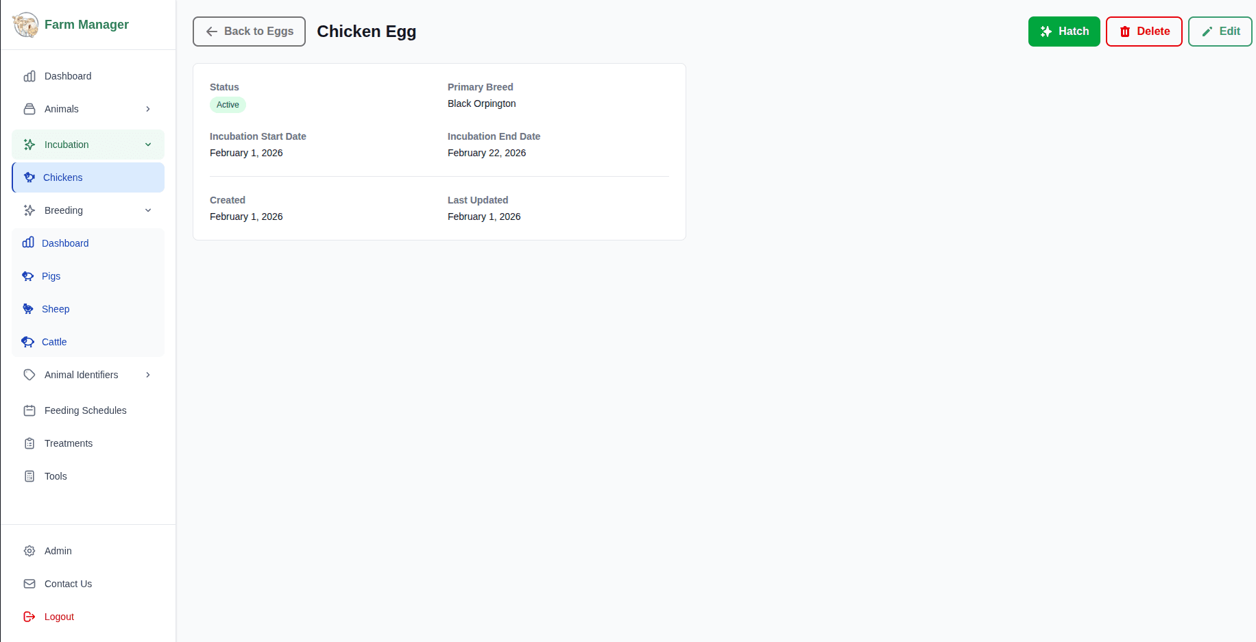 Incubation management system